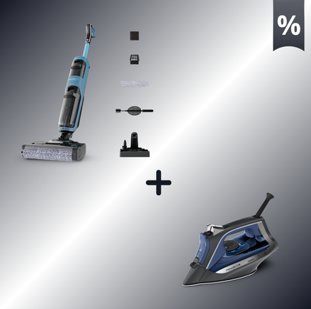 Combo Προσφορά | Rowenta X-Clean 2 Επαναφορτιζόμενη Σκούπα Stick Wet & Dry GZ2271 & Rowenta Access Steam Σίδερο Ατμού DW4301