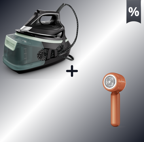 Combo Προσφορά | Rowenta Eco Steam Pro Σύστημα Σιδερώματος DG9621 & Rowenta Easy Care Επαναφορτιζόμενος Αποχνουδωτής JA8001