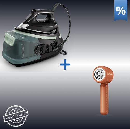 Combo Προσφορά | Rowenta Eco Steam Pro Σύστημα Σιδερώματος DG9621 & Rowenta Easy Care Επαναφορτιζόμενος Αποχνουδωτής JA8001