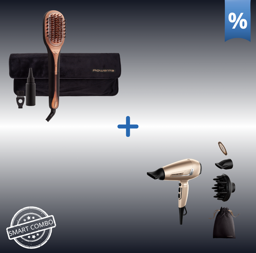 Combo Προσφορά | Rowenta Hair Therapist™ Θεραπευτική Βούρτσα Ατμού Για Τα Μαλλιά CF9940 & Rowenta Pro Expert Σεσουάρ μαλλιών CV8861