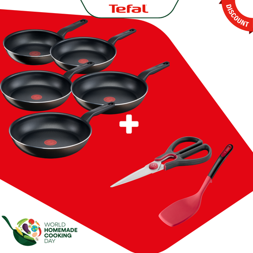 COMBO ΠΡΟΣΦΟΡΑ | Tefal XL Intense Αντικολλητικό τηγάνι 20εκ & 24εκ & 26εκ & 28εκ & 30εκ & Tefal Ingenio+ Ίσιο Ψαλίδι Κουζίνας K1991234 & Tefal Ingenio+ Εύκαμπτη Σπάτουλα K1984834