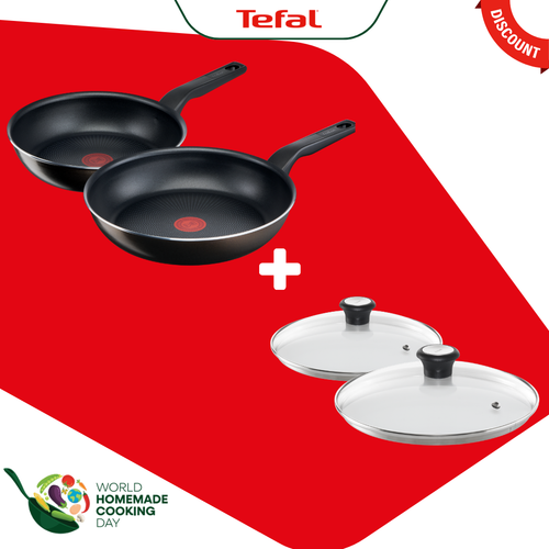 COMBO ΠΡΟΣΦΟΡΑ | Tefal XL Intense Αντικολλητικό Τηγάνι 24εκ C38404 & Tefal XL Intense Αντικολλητικό Τηγάνι 28εκ C38406 & Tefal Γυάλινο καπάκι 24εκ 28097512 & Tefal Γυάλινο καπάκι 28εκ 28097712