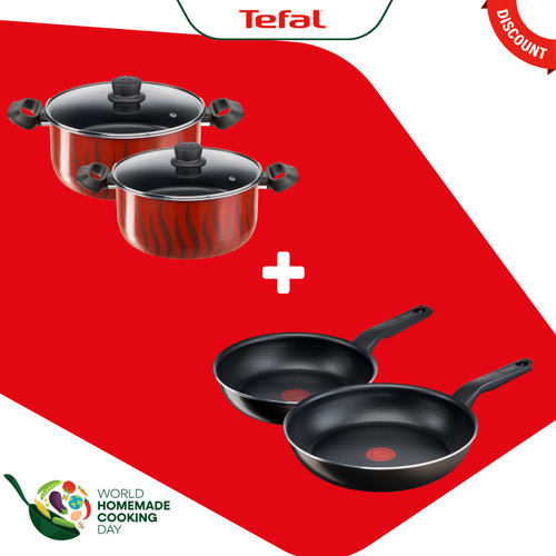 COMBO ΠΡΟΣΦΟΡΑ | Tefal Tempo Flame Κατσαρόλα 20εκ C30444 & Tefal Tempo Flame Αντικολλητική Κατσαρόλα 30εκ C30454 & Tefal XL Intense Αντικολλητικό Τηγάνι 26εκ C38405 & Tefal XL Intense Αντικολλητικό Τηγάνι 30εκ C38407