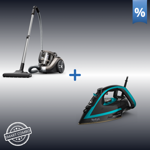 HOME CARE SET | Rowenta Compact Power XXL Ηλεκτρική Σκούπα Χωρίς Σακούλα RO4B50 Animal & PureGliss Σίδερο Ατμού FV8066