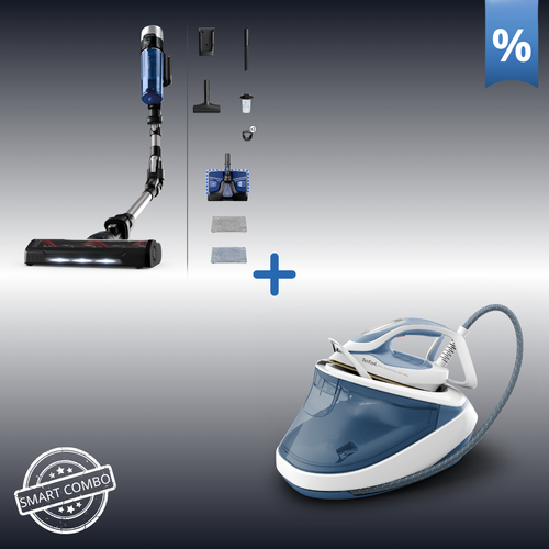 HOME CARE SET | Rowenta X-Force Flex 9.60 Επαναφορτιζόμενη Σκούπα Stick RH20C0 Aqua & Tefal Pro Express Ultimate II Σύστημα Σιδερώματος GV9710