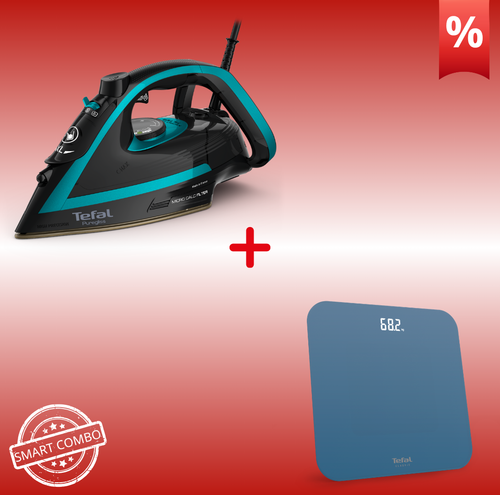 Combo Προσφορά | Tefal PureGliss Σίδερο Ατμού FV8066 & Tefal Classic Ζυγαριά Μπάνιου PP1905