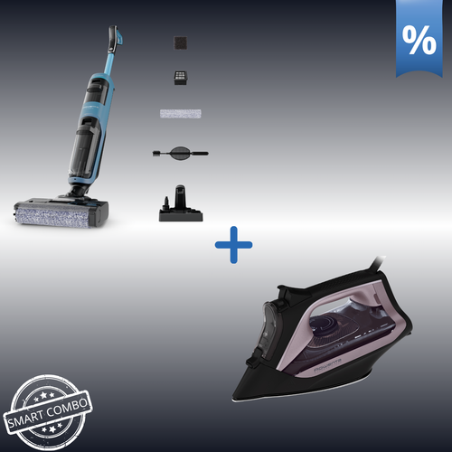 Combo Προσφορά | Rowenta X-Clean 2 Επαναφορτιζόμενη Σκούπα Stick Wet & Dry GZ2271 & Rowenta Express Steam Σίδερο Ατμού DW4345