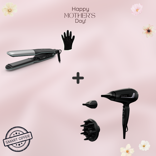 Stylish GIFT SET | Rowenta ThermoStyle Ισωτική Μαλλιών SF7120 & Rowenta Pro Expert Σεσουάρ μαλλιών CV8825