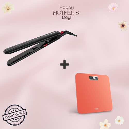 Stylish GIFT SET | Rowenta x KARL LAGERFELD Optiliss Ισιωτική Μαλλιών SF323L & Tefal Premiss Ζυγαριά Μπάνιου PP1803