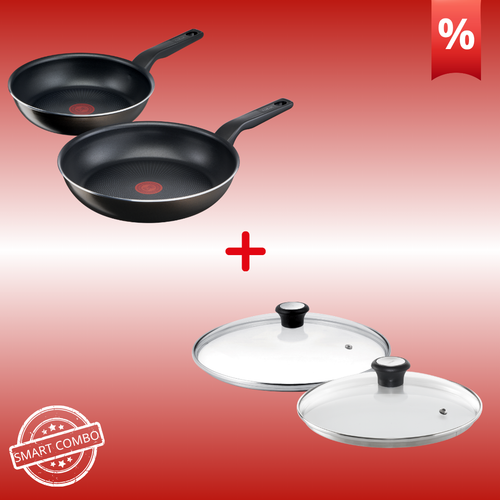 EASY COOKING SET | Tefal XL Intense Αντικολλητικό Τηγάνι 24εκ C38404 & Tefal XL Intense Αντικολλητικό Τηγάνι 28εκ C38406 & Tefal Γυάλινο καπάκι 24εκ 28097512 & Tefal Γυάλινο καπάκι 28εκ 28097712