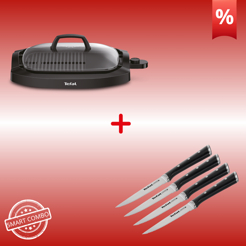 Combo Προσφορά | Tefal Multi Grill Μπάρμπεκιου CB6A08 & Tefal Ice Force Σετ 4 Μαχαιριών Κρέατος K232S414