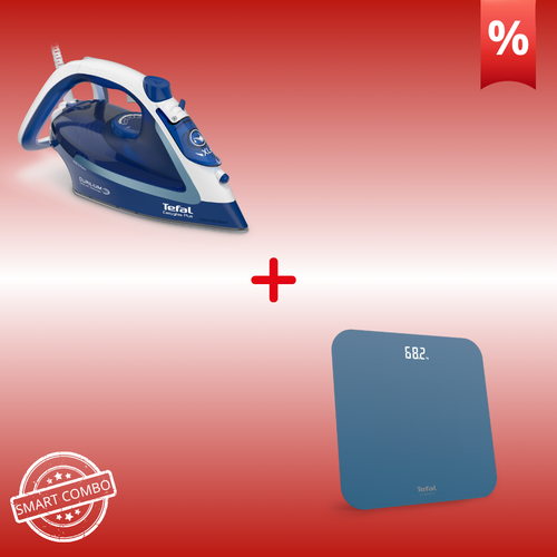 Combo Προσφορά | Tefal EasyGliss 2 Σίδερο Ατμού FV5735 & Tefal Classic Ζυγαριά Μπάνιου PP1905